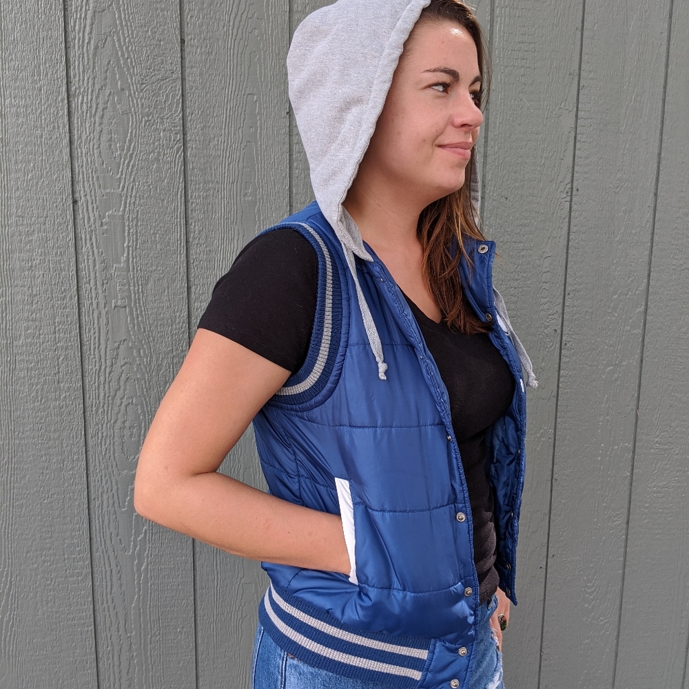 Letterman Puffer Vest with hood